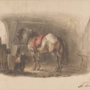 Wouterus Verschuur (1812-1874) – Een paard aan het rek Verkocht