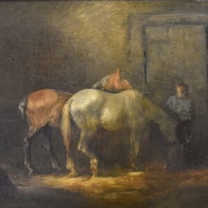 Wouterus Verschuur (1812 – 1874); paarden in de stal