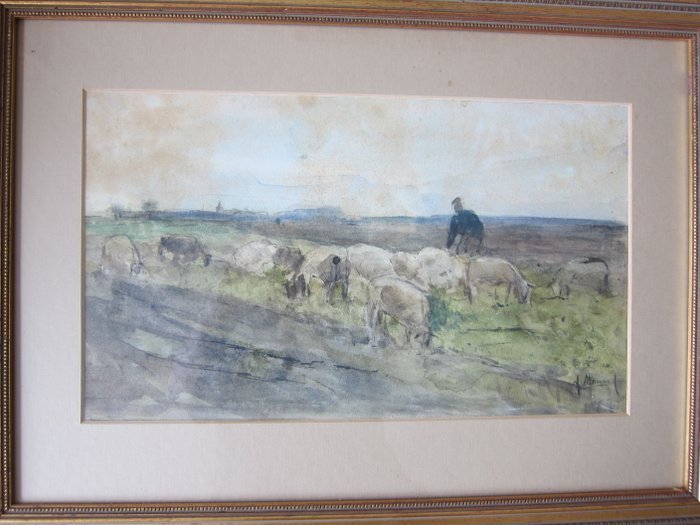 Anton Mauve (1838-1888) - Herder met schapen - Image 3