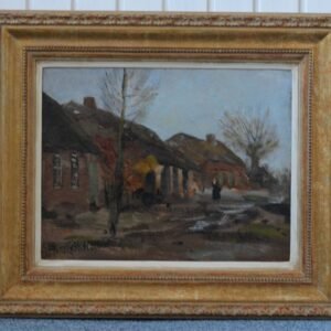 W.G.F. Jansen (1871-1949) – Een dorpsgezicht met een figuur op straat